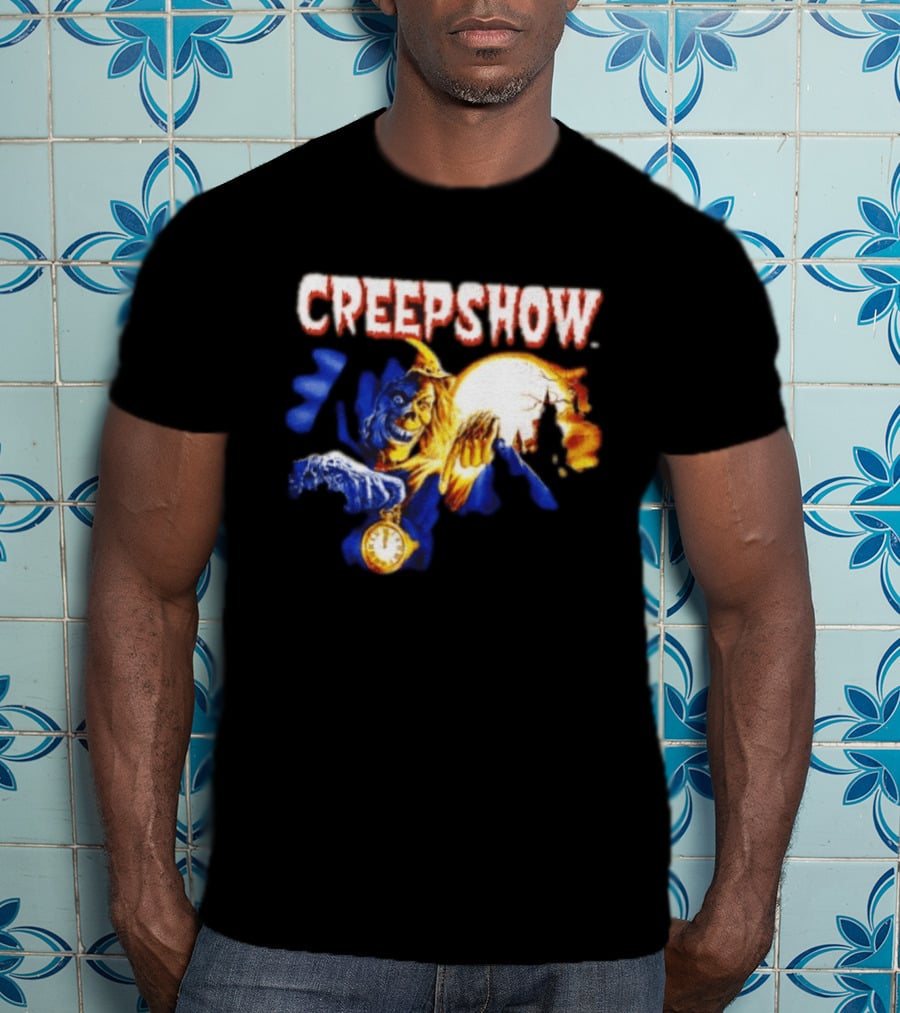 Creepshow Skeleton Holding Pocket With Horror Movie T-Shirt