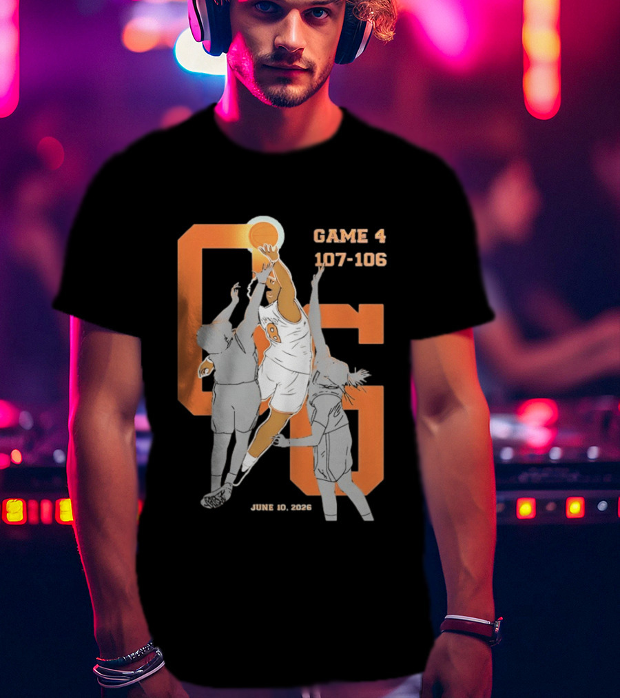 Game 4 107 106 June 10 2026 Basketball Player Dunk Action T-Shirt