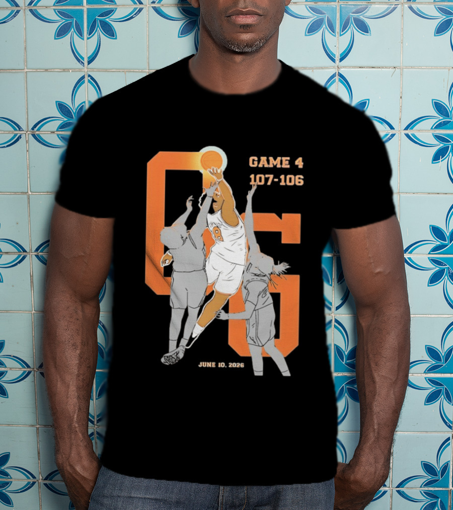 Game 4 107 106 June 10 2026 Basketball Player Dunk Action T-Shirt