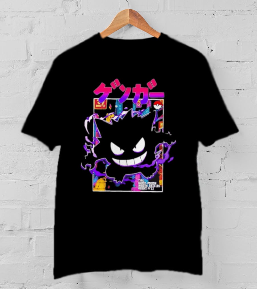 Gengar Ghost Poison Pokémon Pokedex Entry Kanji Manga T-Shirt