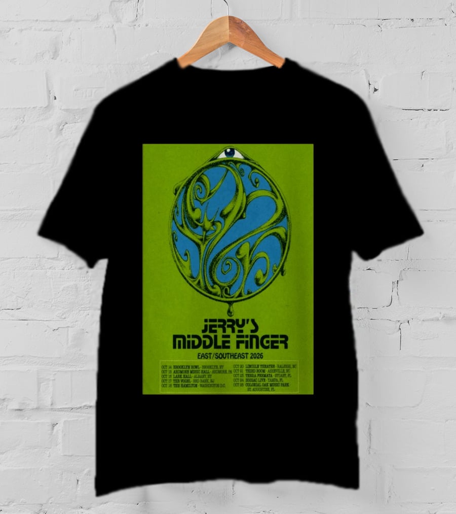 Jerry's Middle Finger East Southeast 2026 Tour Dates With Artistic Eye T-Shirt