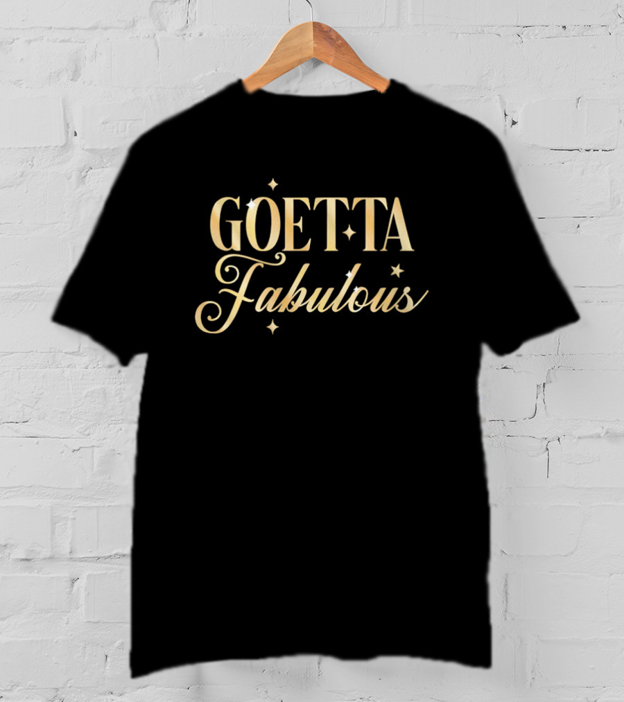 Goetta Fabulous Gold Glitter Cursive Lettering With Sparkling Twinkling Stars T-Shirt