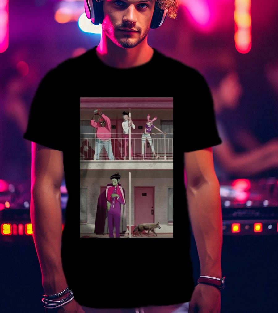 Gorillaz Motel Room 13 And 23 Anime Style Character Scene T-Shirt