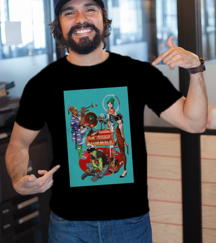 GORILLAZ Songmachine Album Art Characters And Instruments T-Shirt