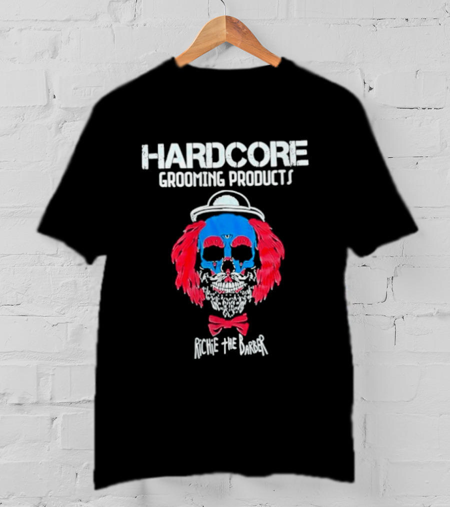 Hardcore Grooming Products Richie The Barber Skull Art Bow Tie T-Shirt