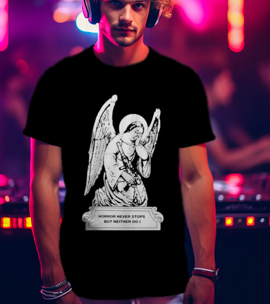 Horror Never Stops Angel With Rifle Resilience T-Shirt