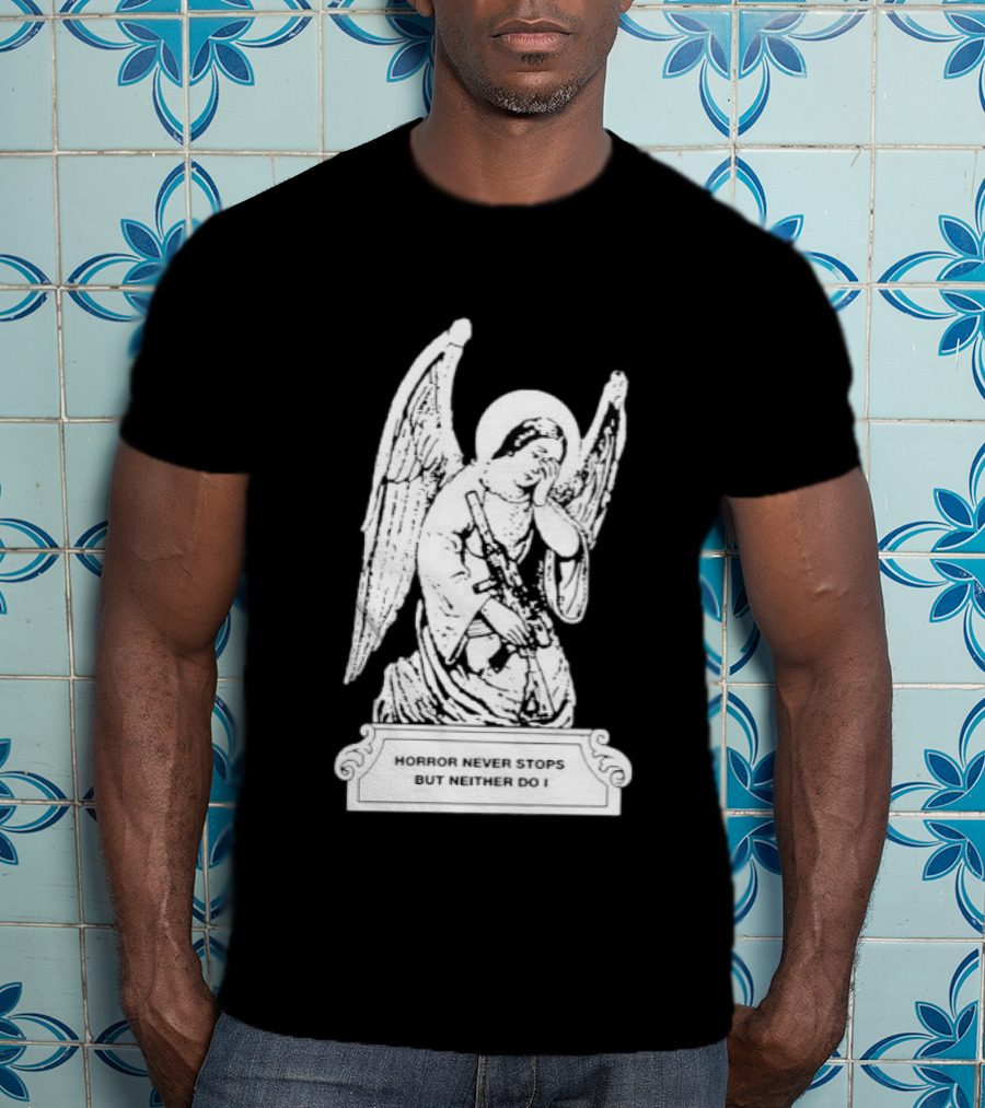 Horror Never Stops Angel With Rifle Resilience T-Shirt