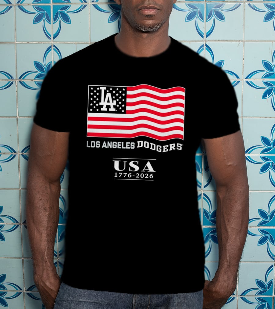 Los Angeles Dodgers USA Flag 1776 2026 T-Shirt
