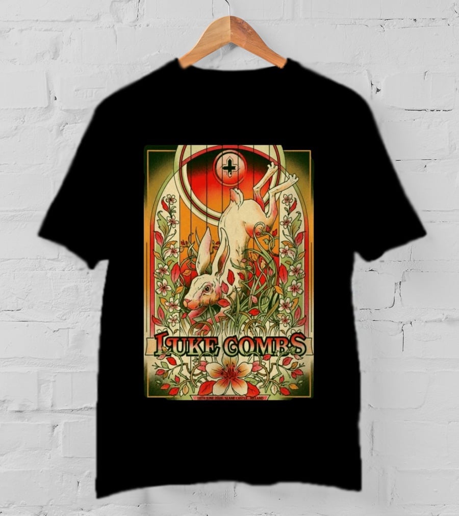 Luke Combs Slane Castle Ireland June 18 2026 Rabbit Floral Art Deco T-Shirt