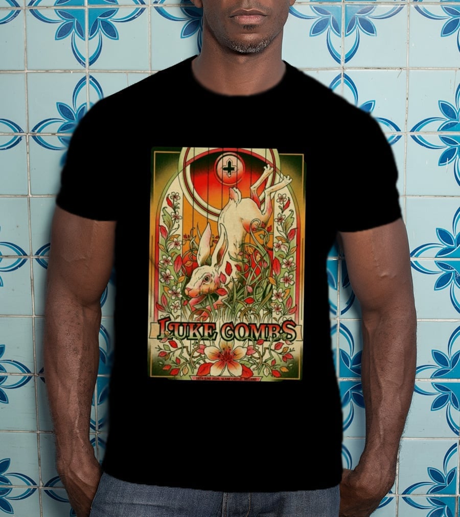 Luke Combs Slane Castle Ireland June 18 2026 Rabbit Floral Art Deco T-Shirt