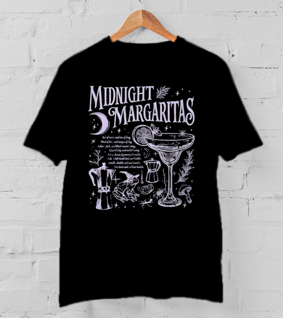 Midnight Margaritas Moon And Witchy Spooky Season Cauldron T-Shirt