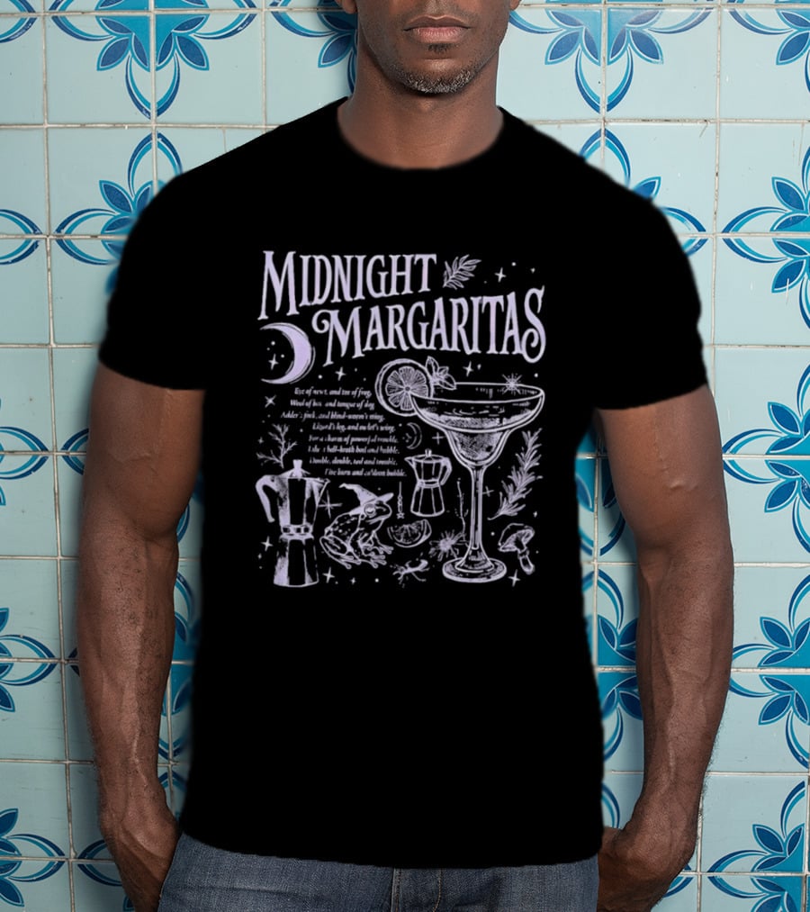Midnight Margaritas Moon And Witchy Spooky Season Cauldron T-Shirt