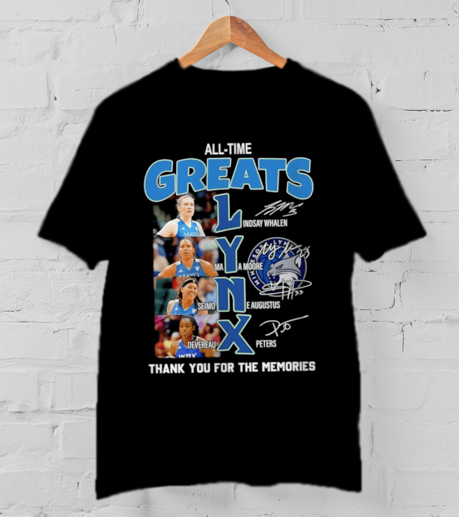 Minnesota Lynx All Time Greats Thank You For The Memories Signatures T-Shirt