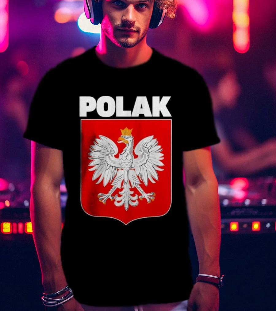 Polak Polish Eagle Emblem White Text Red T-Shirt