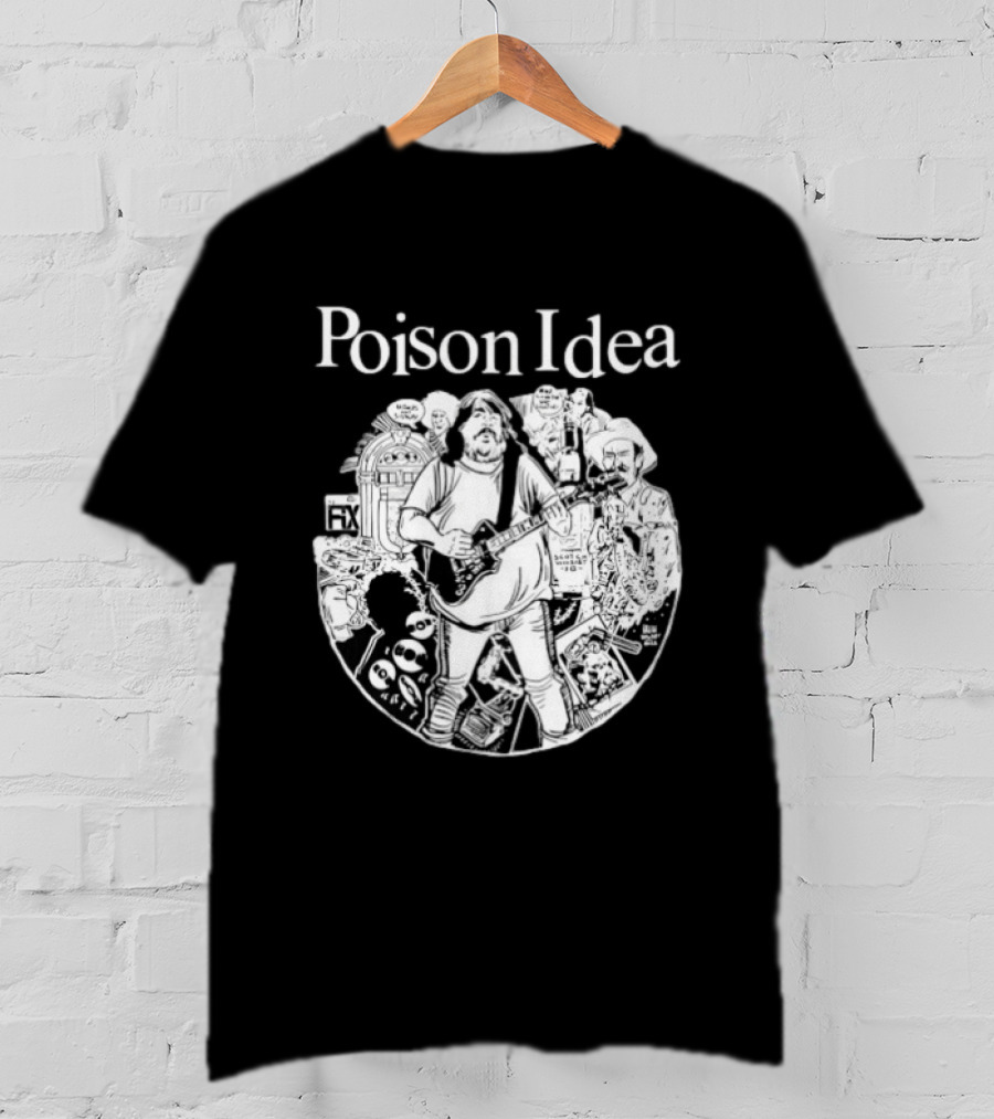 Poison Idea Jerry A Casale Portland Punk Black And White Sketch Montage T-Shirt