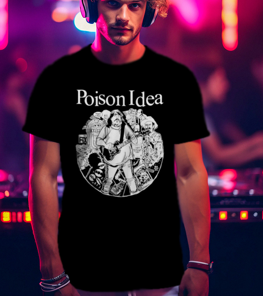 Poison Idea Jerry A Casale Portland Punk Black And White Sketch Montage T-Shirt