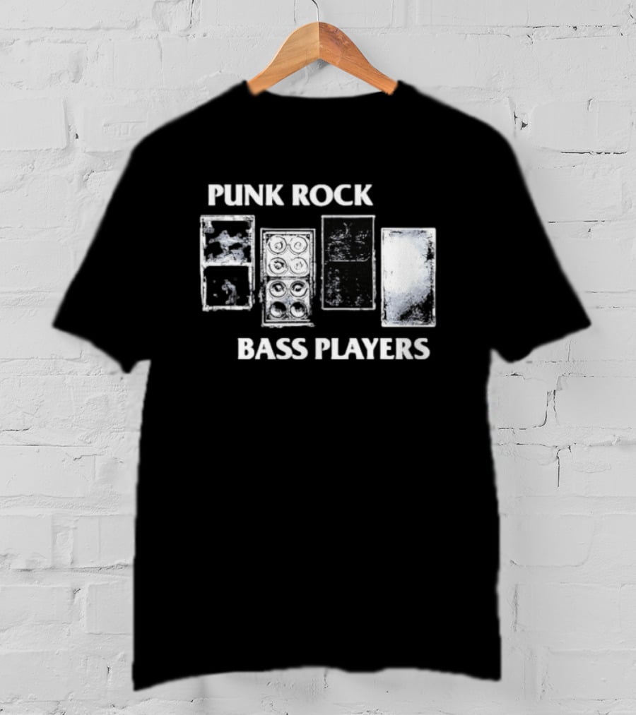 Punk Rock Bass Players Amplifier Musician Black White Speaker Cabinet T-Shirt