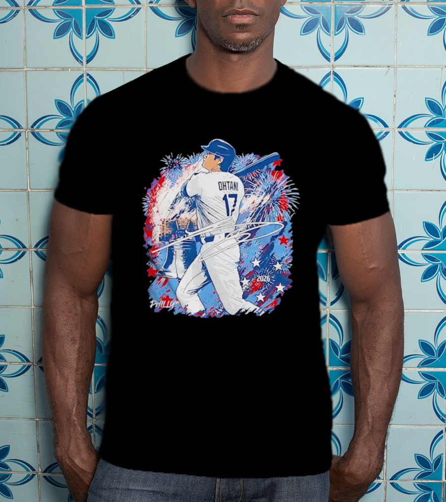 Ohtani 17 Philly 2026 Baseball Fireworks Liberty Bell T-Shirt