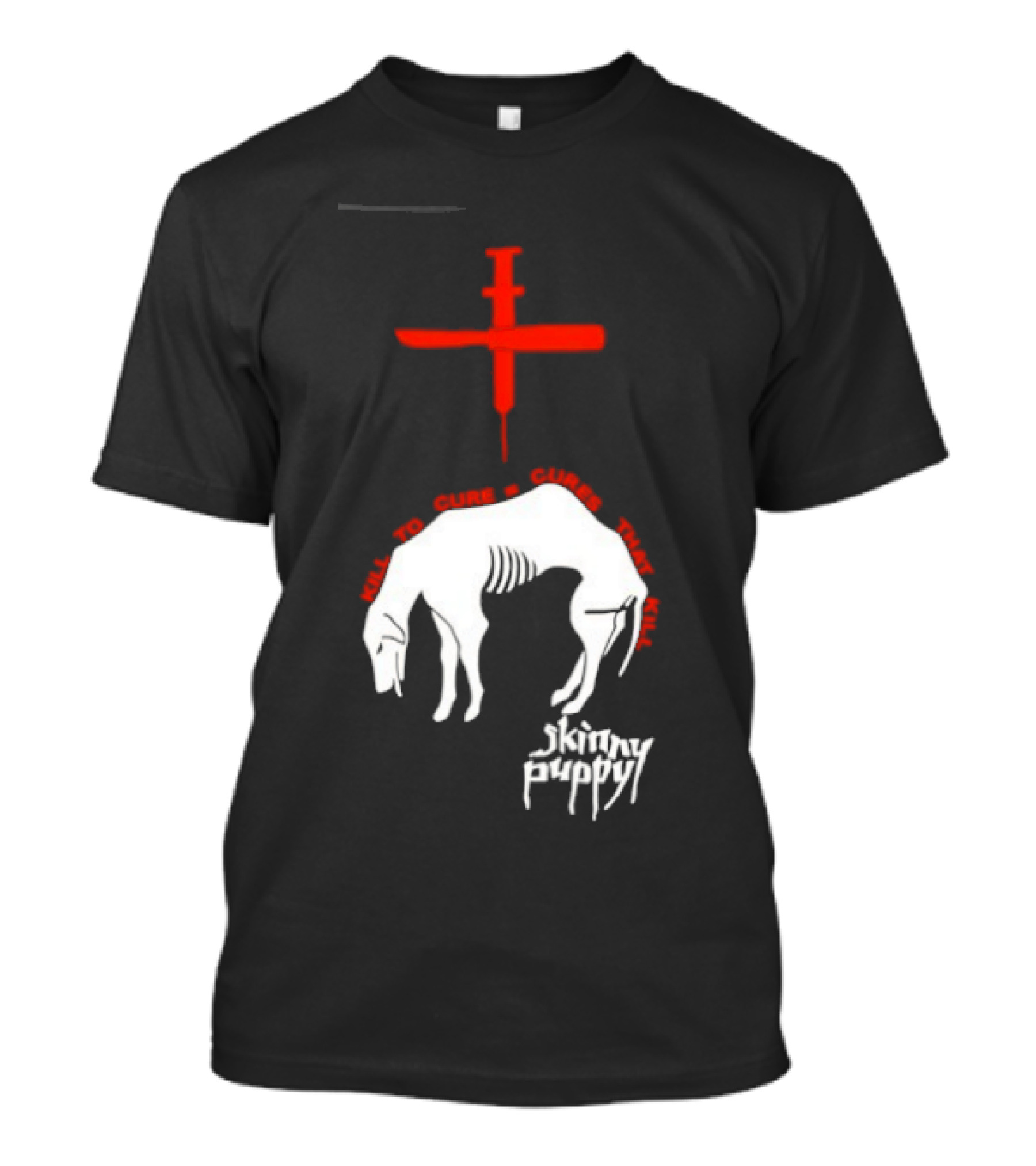 Skinny Puppy Kill To Cure Syringe Skeleton Artwork Cures That Kill T-Shirt