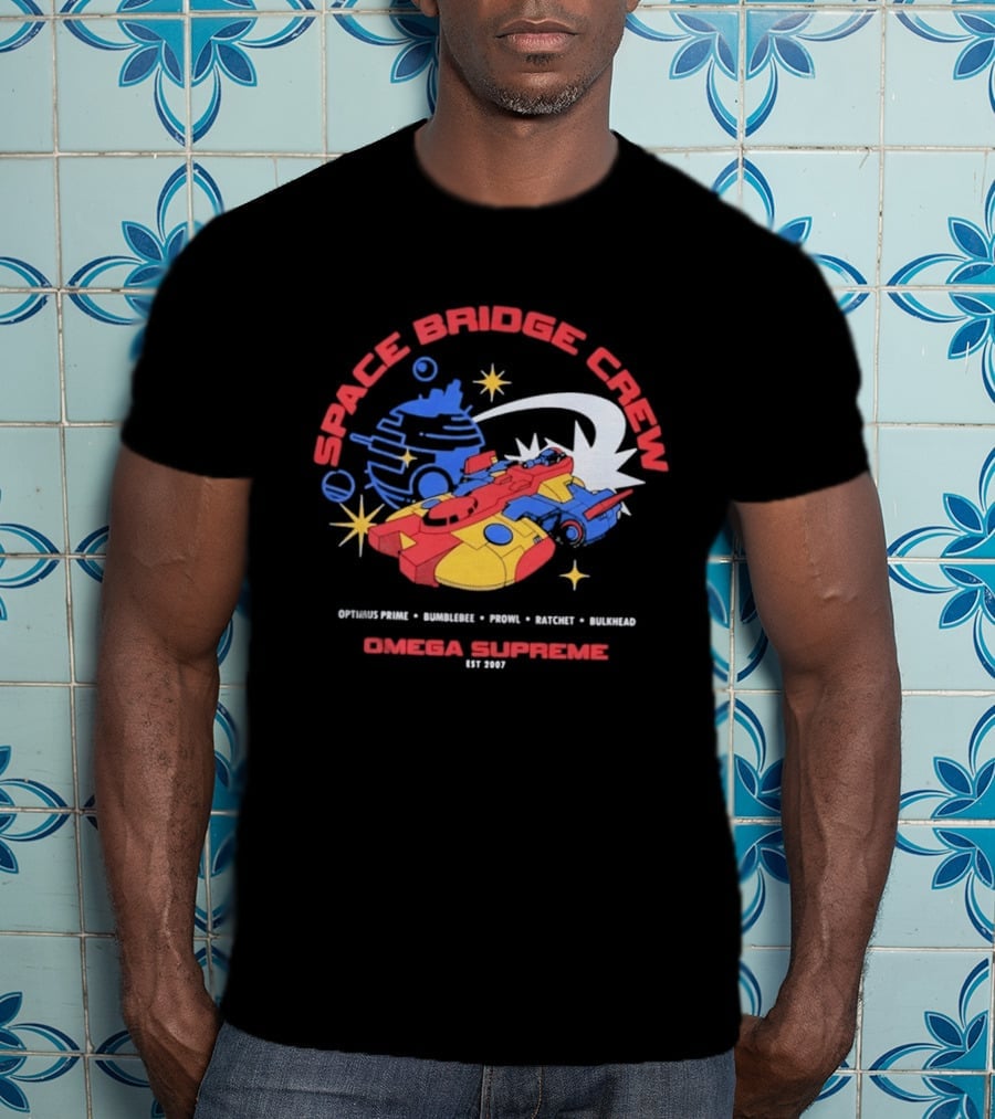 Space Bridge Crew Omega Supreme Optimus Prime Bumblebee Prowl Ratchet Bulkhead T-Shirt
