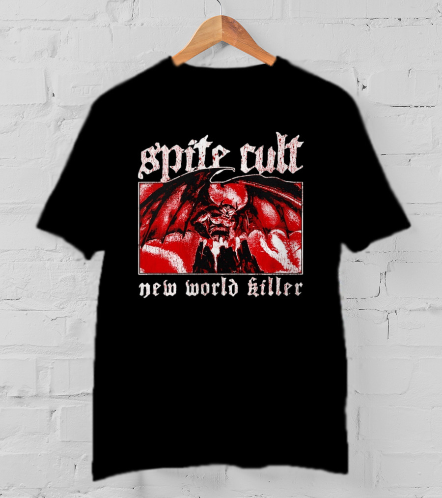 Spite Cult Horned Demon Spreading Wings On Mountain New World Killer T-Shirt