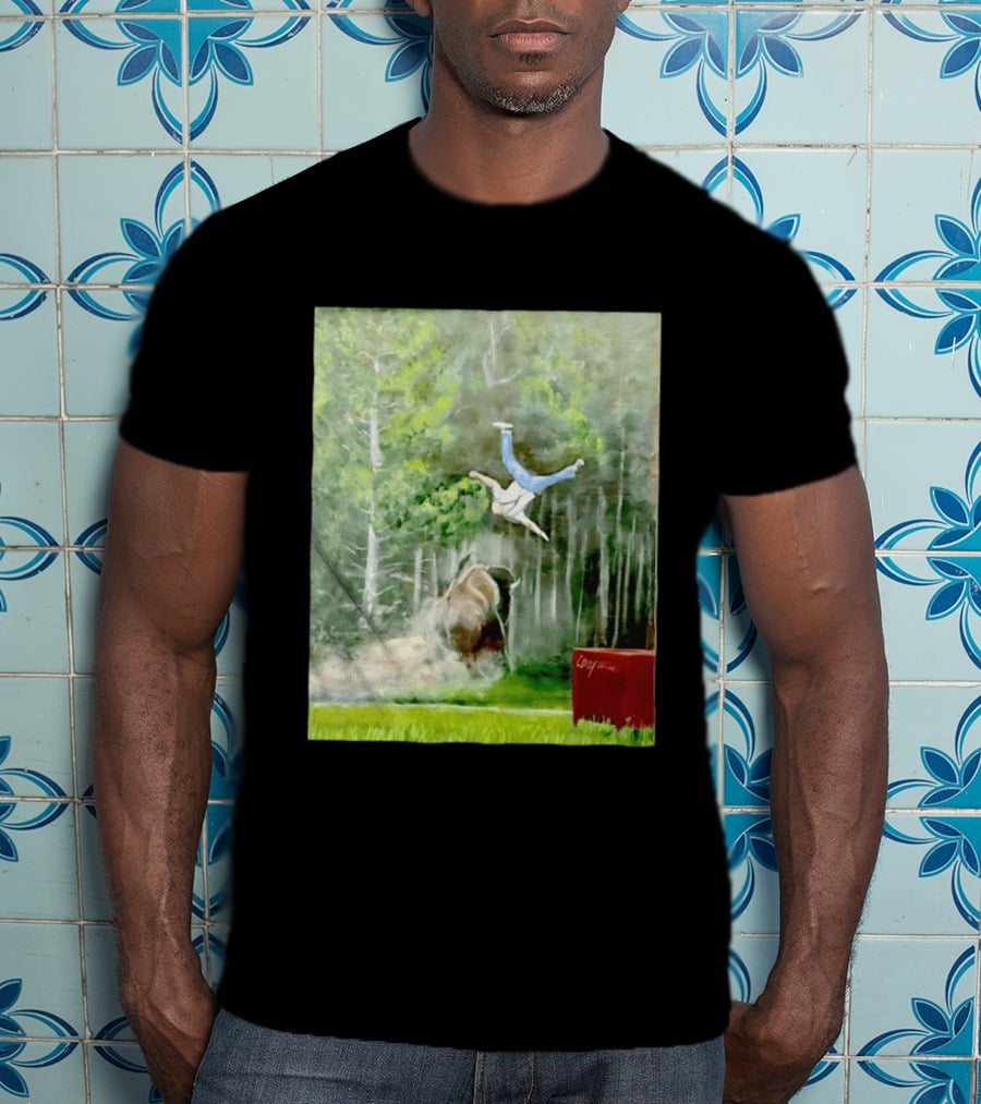 Sportman Epic Bison Attack Wildlife Painting T-Shirt