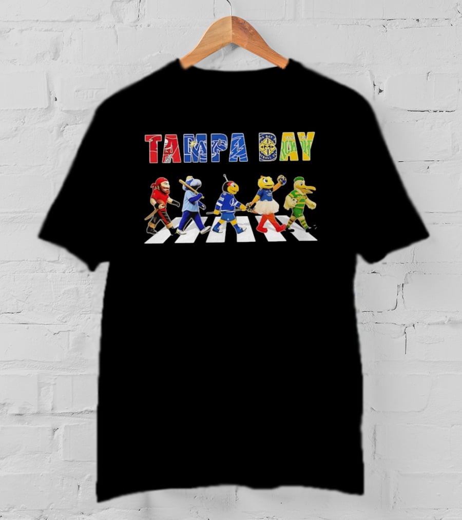 Tampa Bay Sports Mascots Walking Abbey Road Style Sports In City T-Shirt