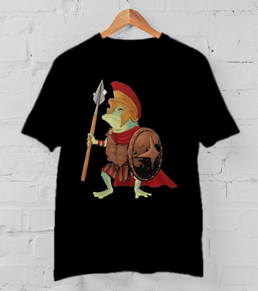 Stakuyi Hop Lite Frog Roman Soldier Spear Shield Helmet Red Cape T-Shirt