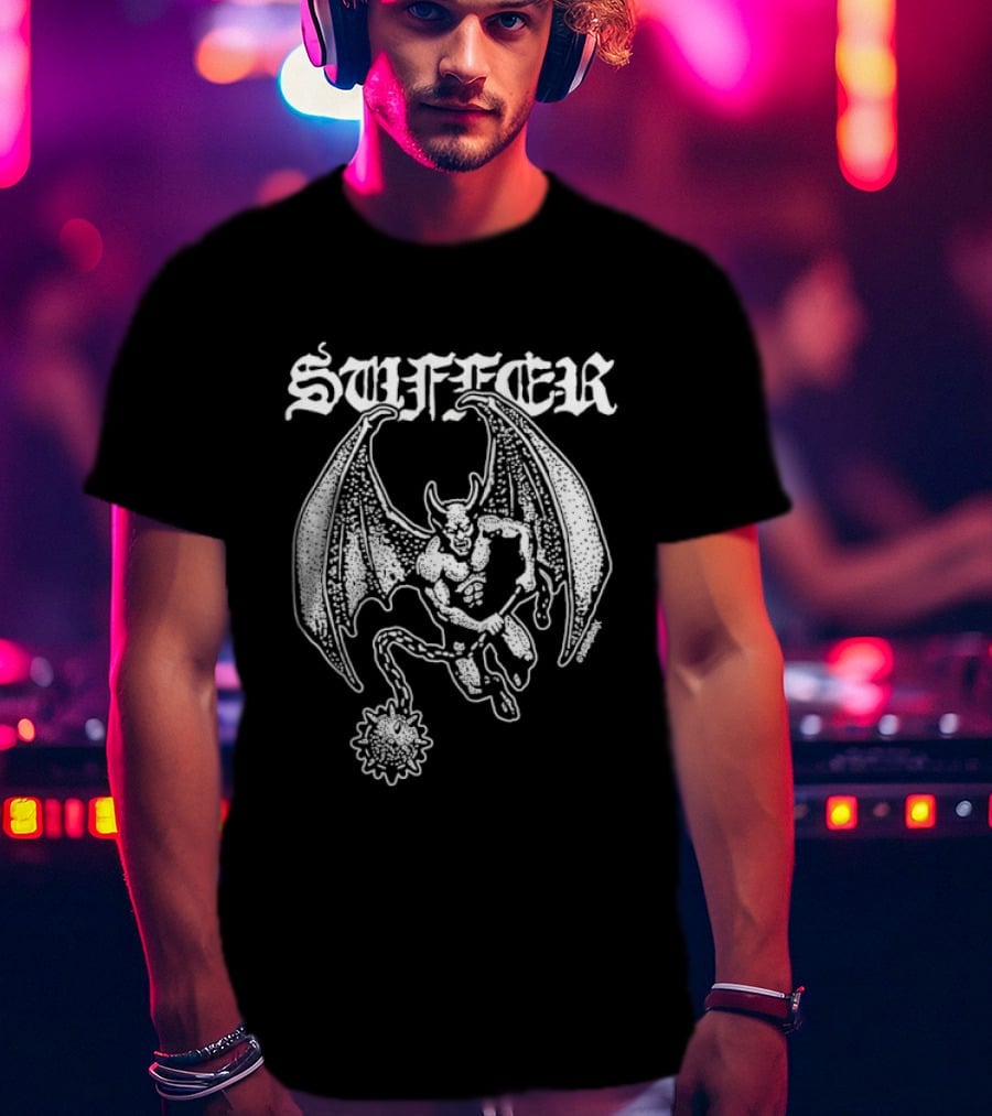 Suffer Devil With Morning Star Heavy Metal Iconic Demon T-Shirt