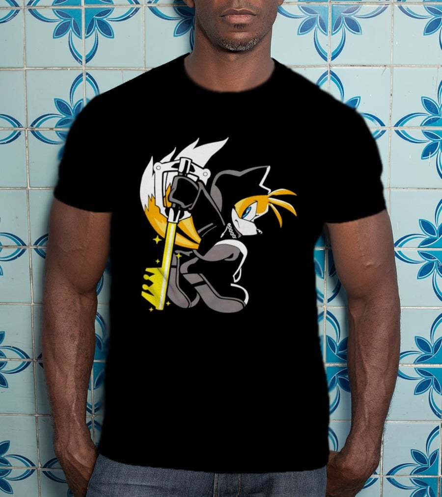 Tails The Fox In Organization XIII Cloak Holding Keyblade T-Shirt