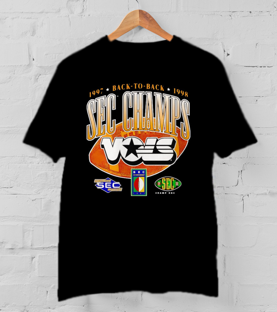 Tennessee Volunteers Vols SEC Champs Back To Back 1997 1998 Football Southeastern Conference Championship T-Shirt