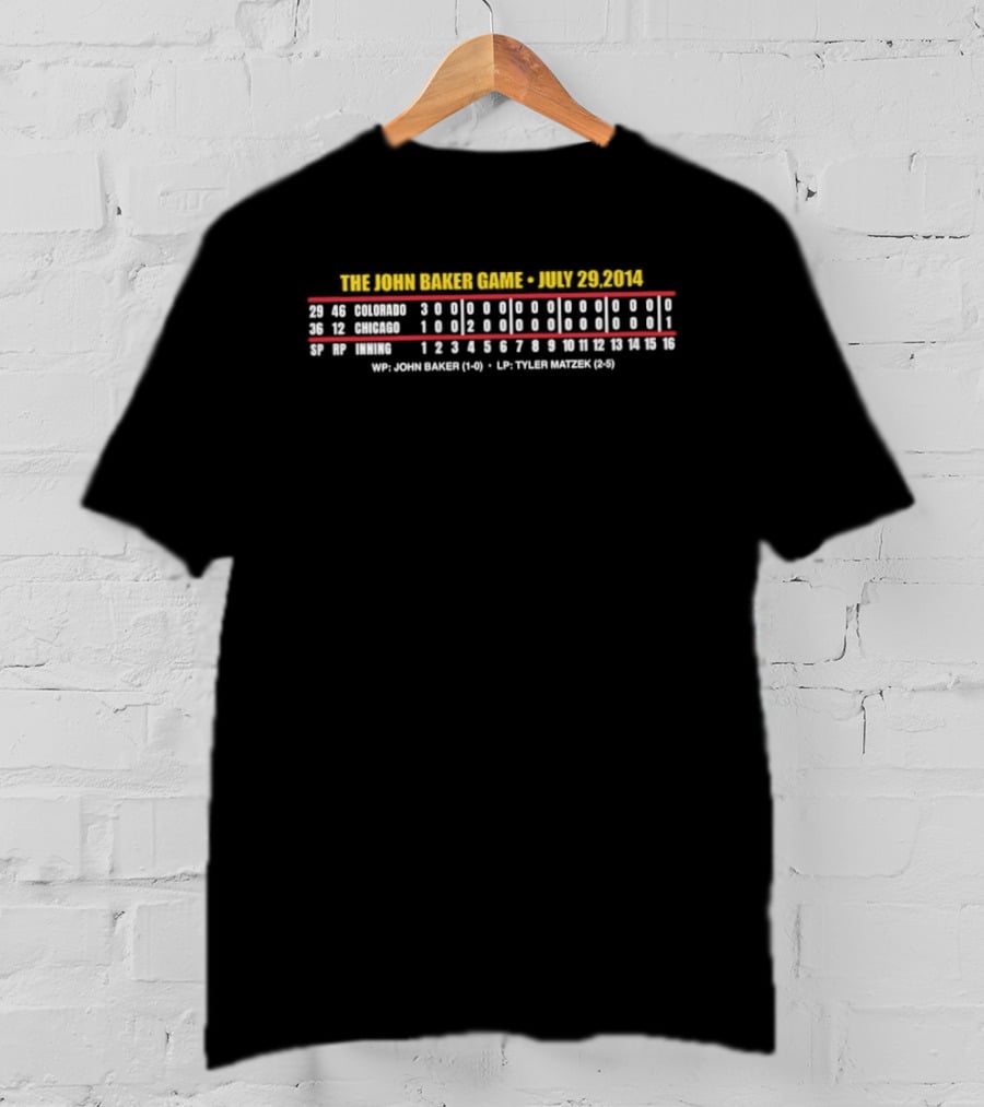 The John Baker Game July 29 2014 Cubs Vs Rockies Comprehensive Game Stats T-Shirt