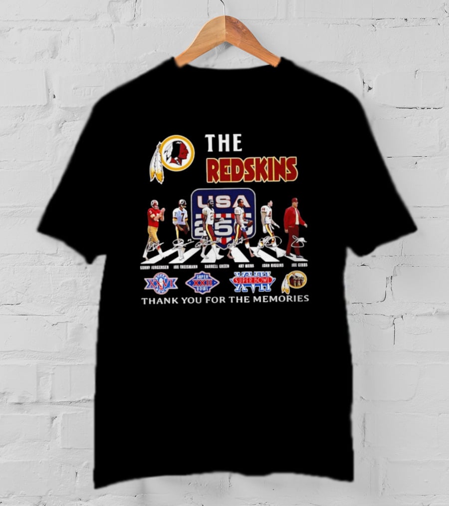 The Redskins USA 250 Years Celebration With Redskins Nation Signatures And Super Bowl Wins T-Shirt