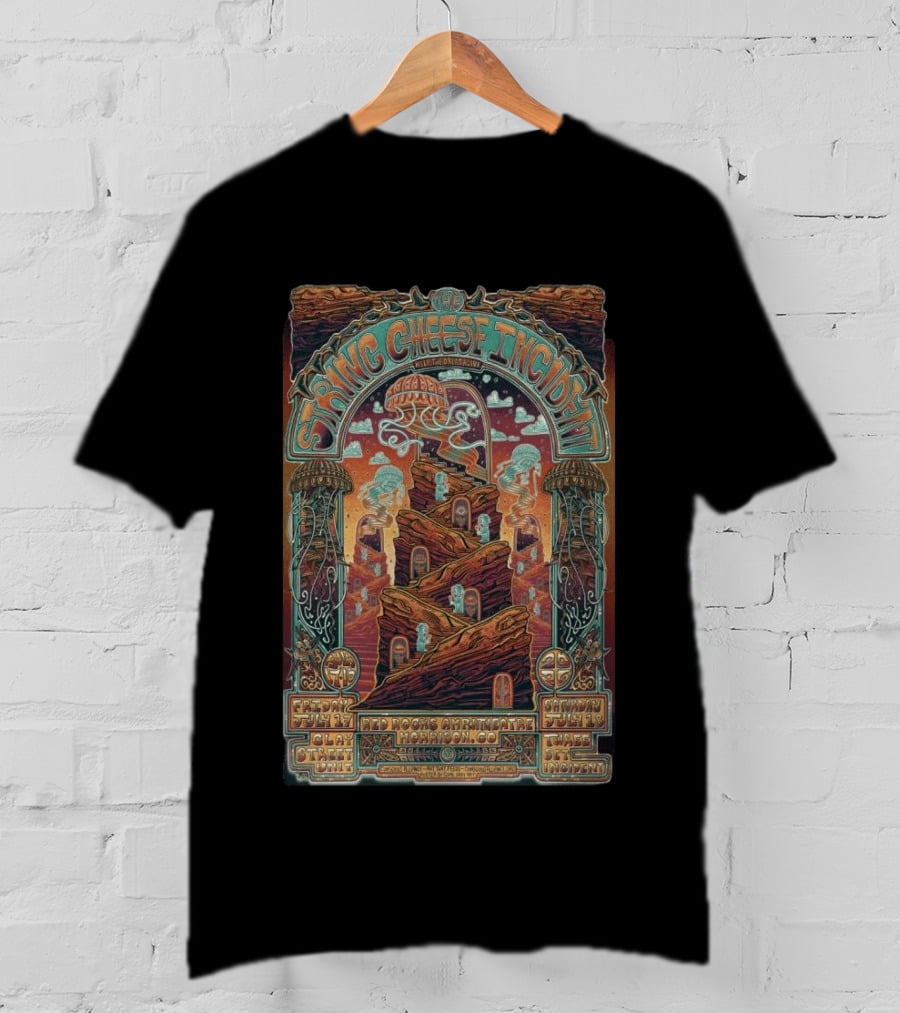 String Cheese Incident Red Rocks Amphitheatre July 2026 Tour Morrison CO Art By Nate Duval T-Shirt