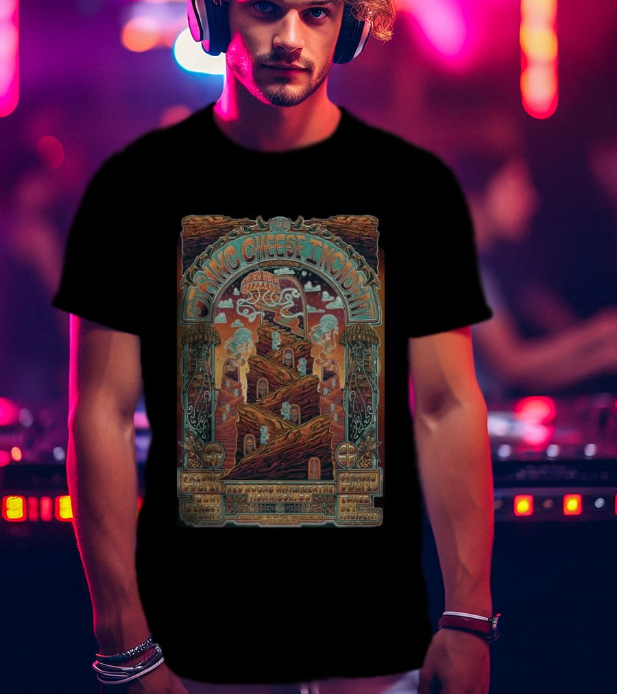 String Cheese Incident Red Rocks Amphitheatre July 2026 Tour Morrison CO Art By Nate Duval T-Shirt