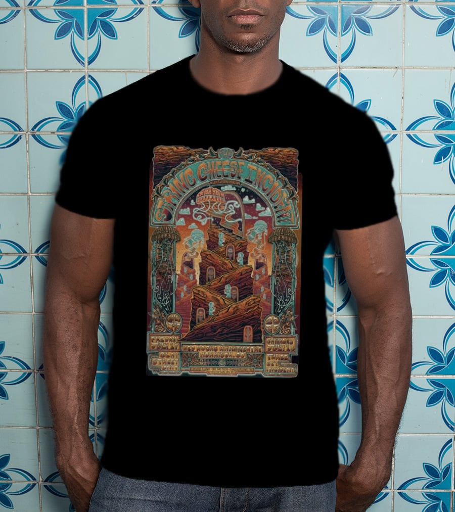 String Cheese Incident Red Rocks Amphitheatre July 2026 Tour Morrison CO Art By Nate Duval T-Shirt