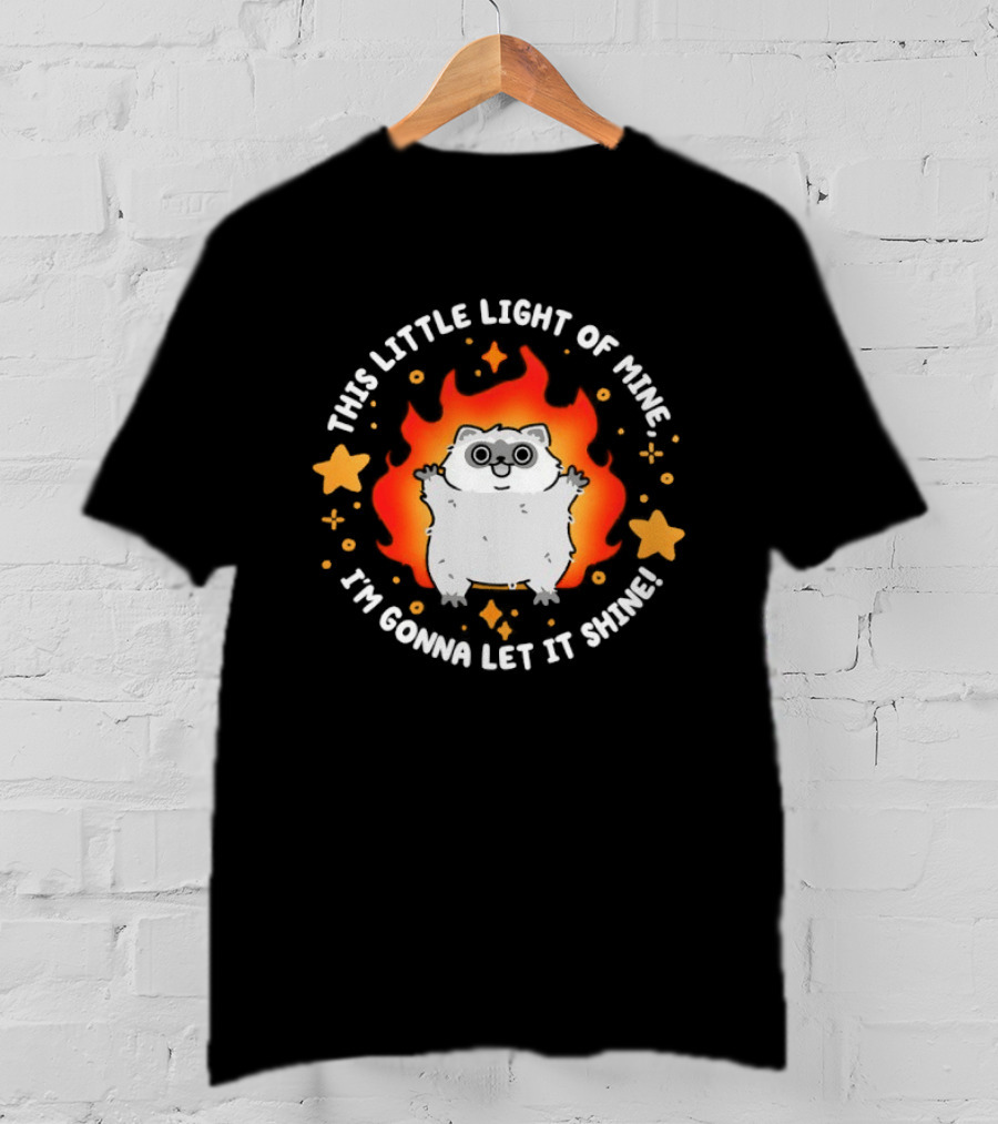 This Little Light Of Mine Raccoon I'm Gonna Let It Shine Stars Flame T-Shirt
