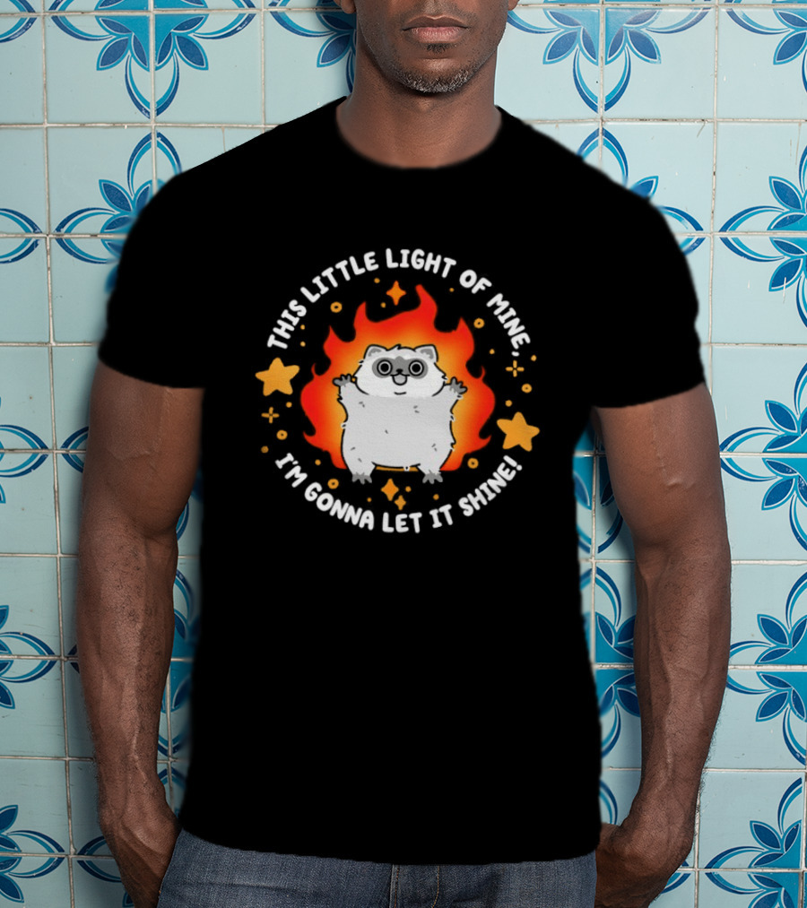 This Little Light Of Mine Raccoon I'm Gonna Let It Shine Stars Flame T-Shirt
