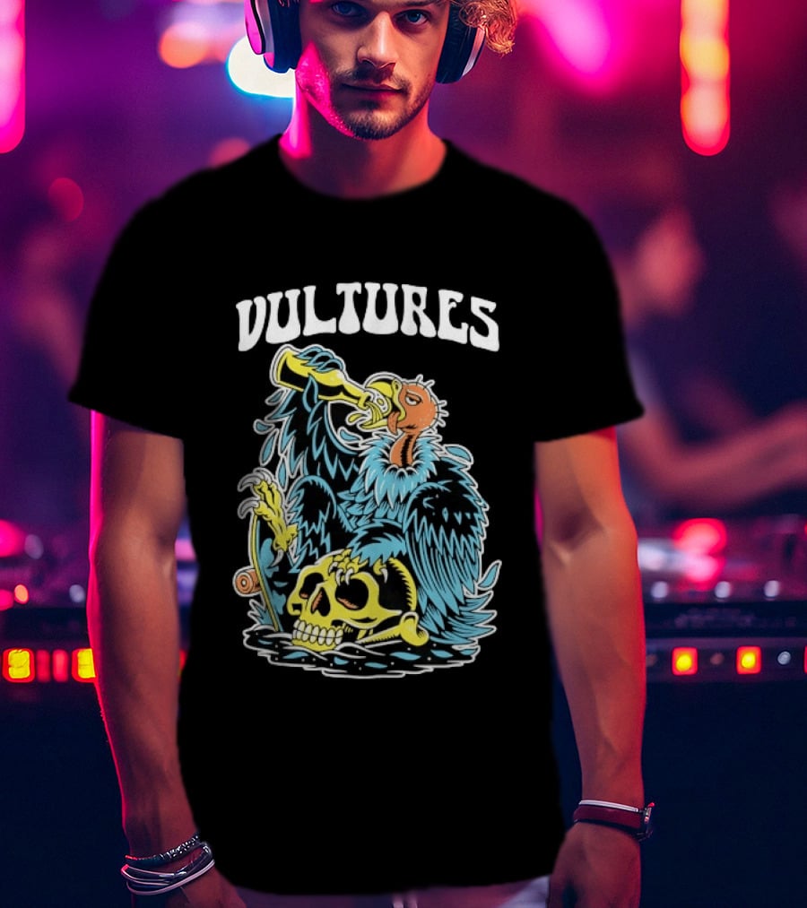 Vultures Drinking Beer On Skull T-Shirt