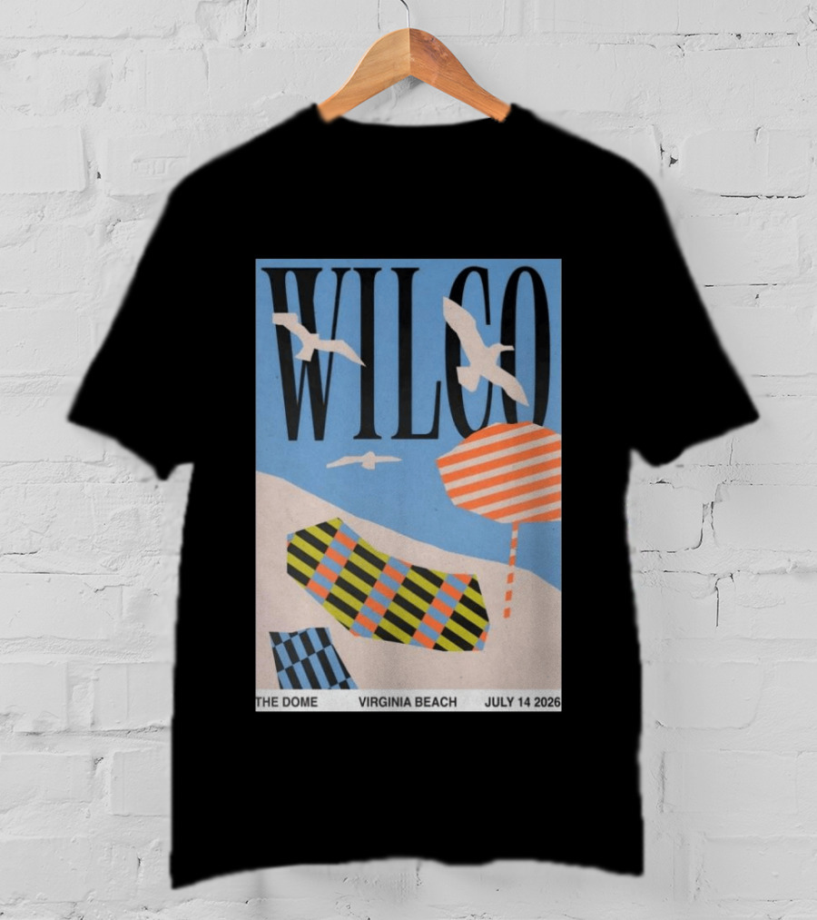 Wilco Concert The Dome Virginia Beach July 14 2026 Seagulls Beach Umbrellas T-Shirt