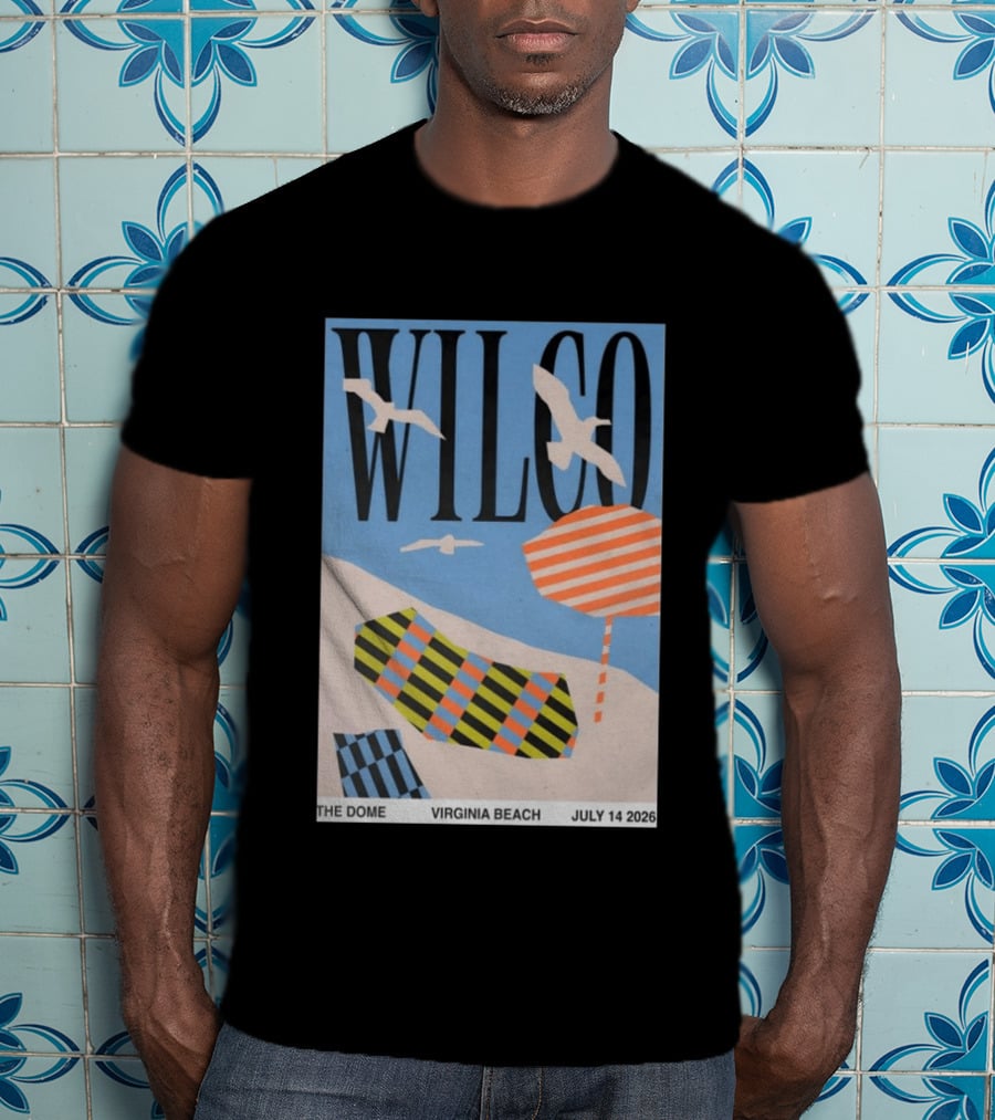 Wilco Concert The Dome Virginia Beach July 14 2026 Seagulls Beach Umbrellas T-Shirt