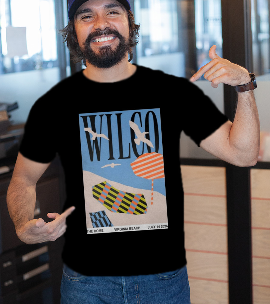 Wilco Concert The Dome Virginia Beach July 14 2026 Seagulls Beach Umbrellas T-Shirt