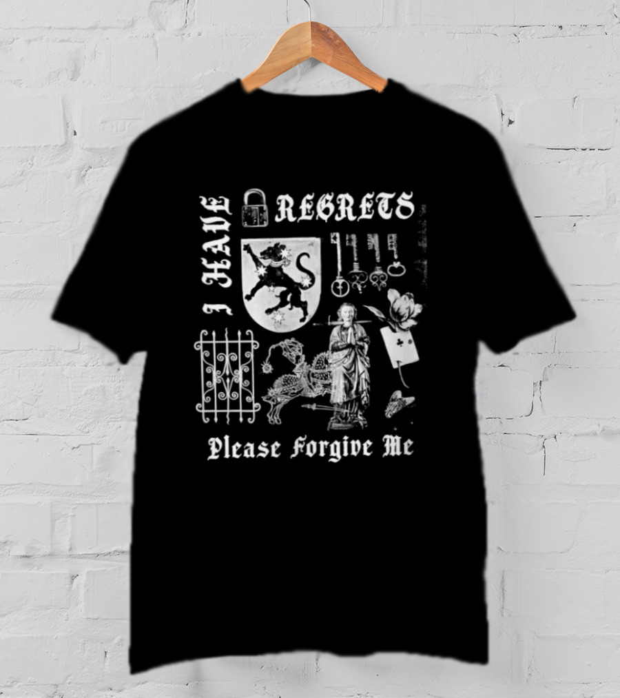 I Have Regrets Please Forgive Me Gothic Knight Keys And Shield T-Shirt