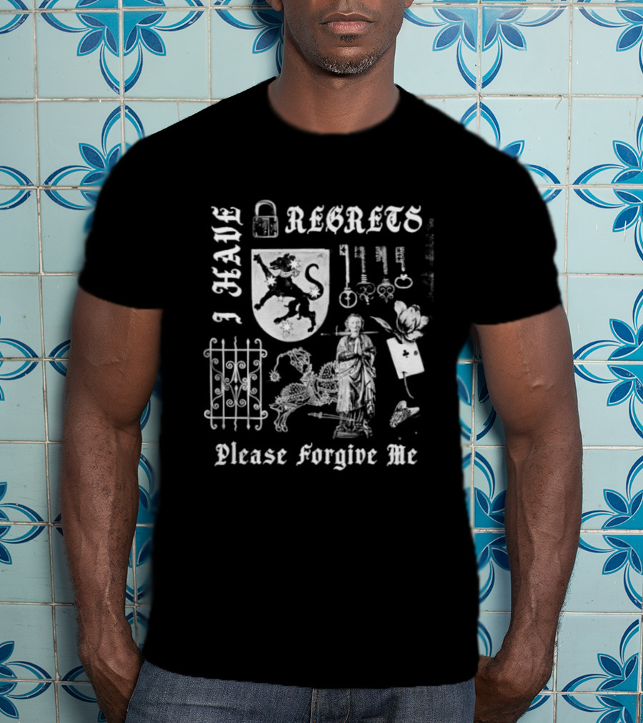 I Have Regrets Please Forgive Me Gothic Knight Keys And Shield T-Shirt