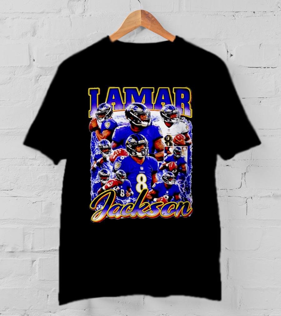 Lamar Jackson Baltimore Ravens NFL Football Star 8 T-Shirt