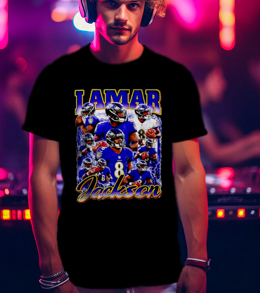 Lamar Jackson Baltimore Ravens NFL Football Star 8 T-Shirt