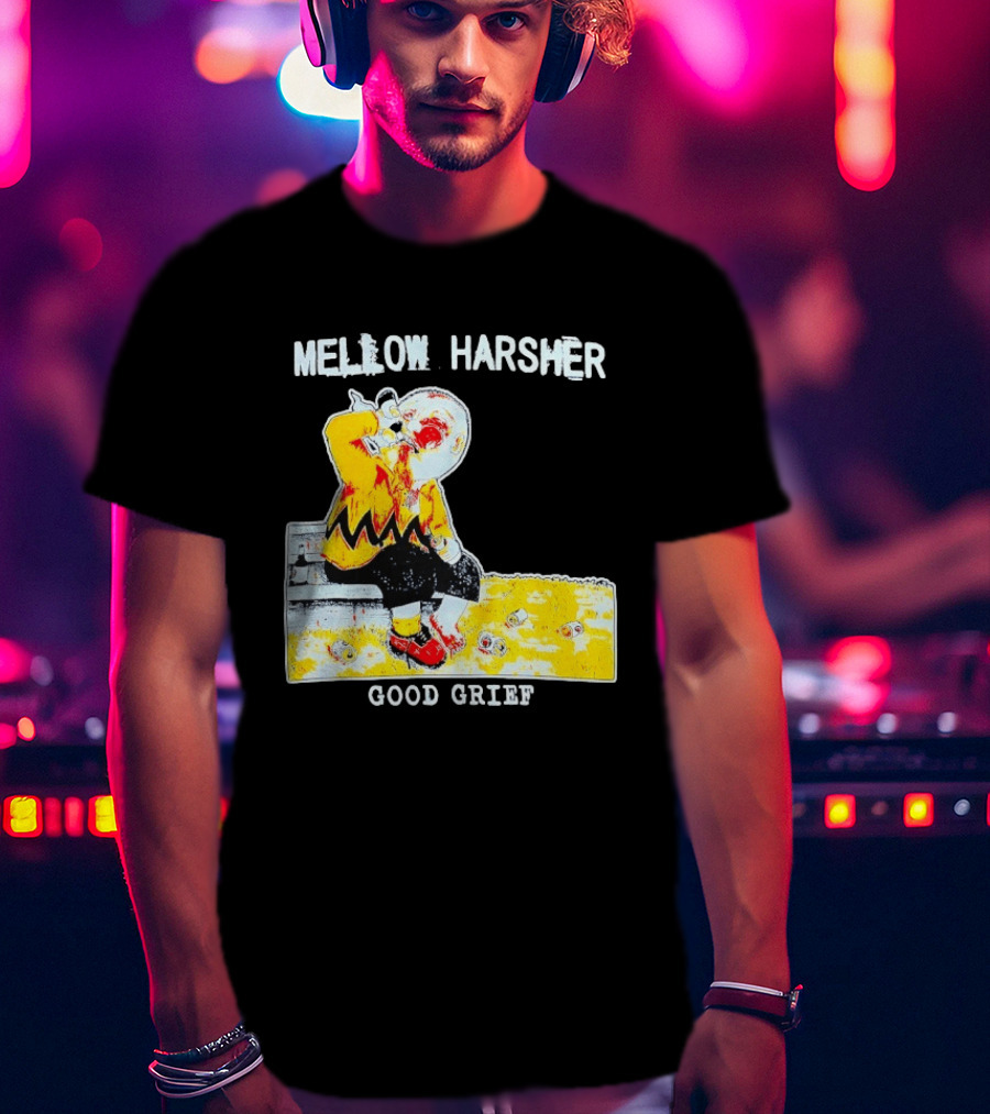 Mellow Harsher Good Grief Charlie Brown Drinking Image T-Shirt