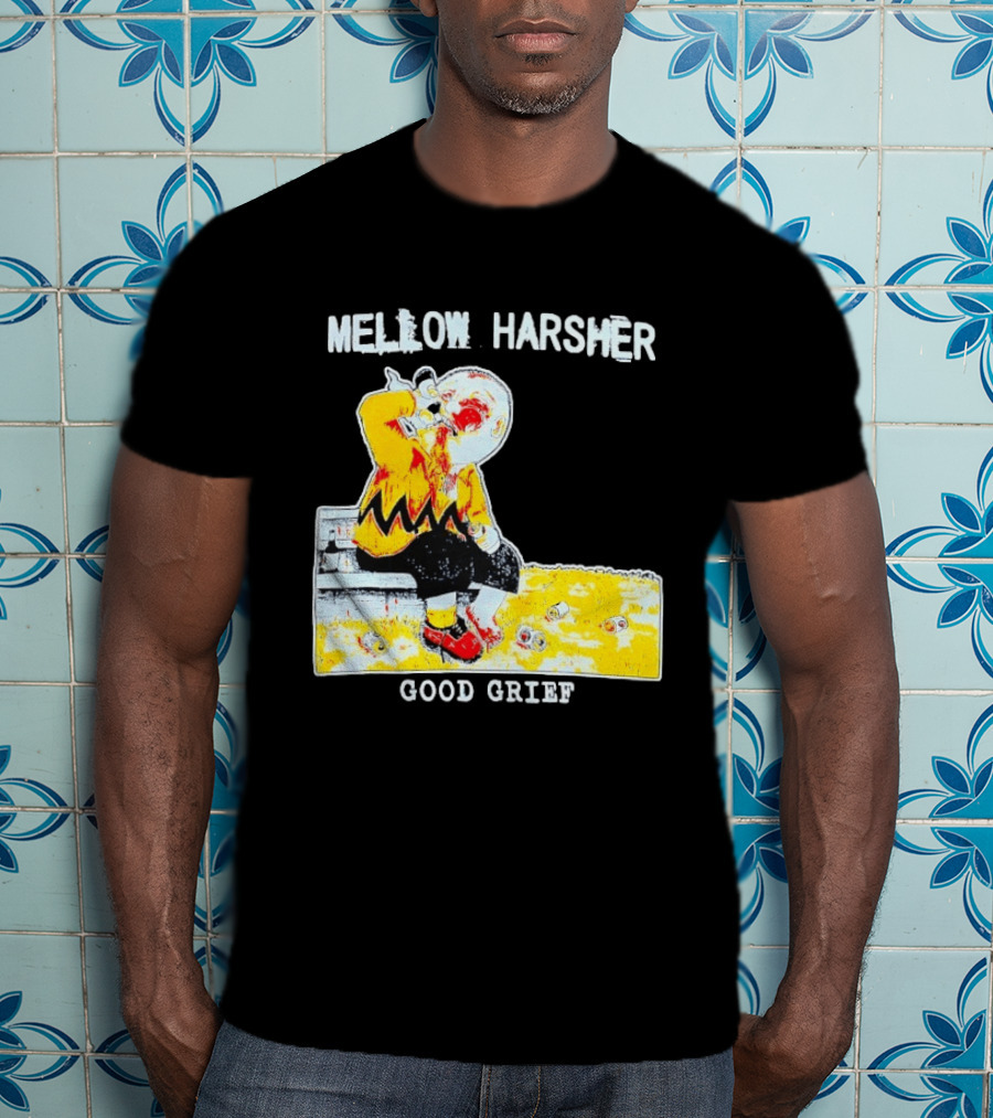 Mellow Harsher Good Grief Charlie Brown Drinking Image T-Shirt