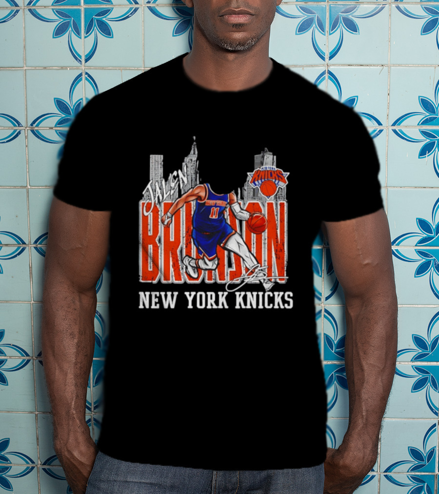 Jalen Brunson New York Knicks Basketball City Skyline T-Shirt