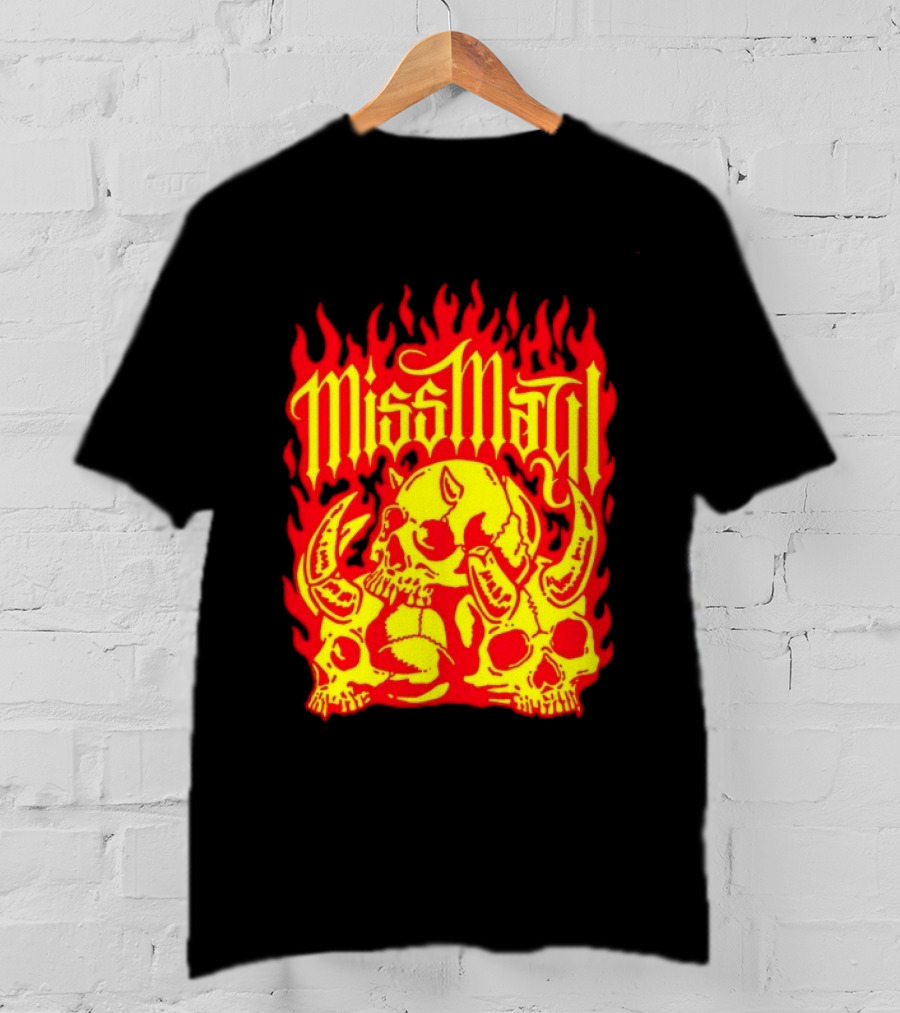 Miss May I Flaming Skulls Fire Metalcore Band T-Shirt